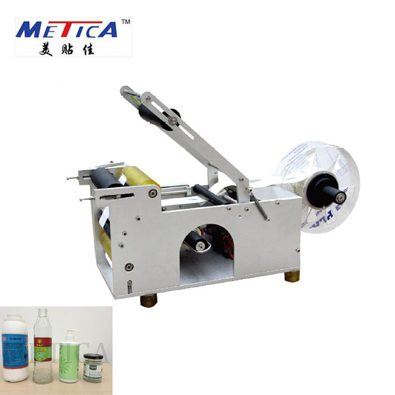Semi-automatische machine voor het etiketteren van flessen met lage kosten Papier Plastic Metal Label Type 500-1000 BPH Capaciteit